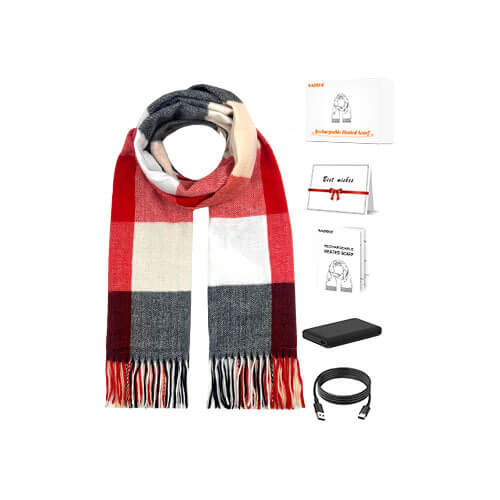 Data cable included with heated scarf